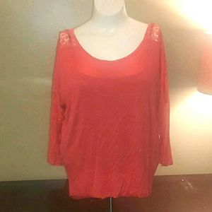 Coral blouse w/ lace back